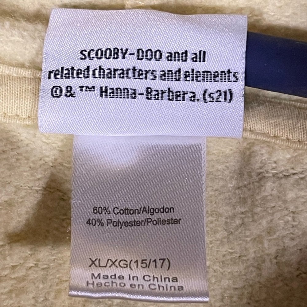 SCOOBY-DOO Yellow Hoodie Size 15-17/XL Jr. Kangaroo Pocket Great Graphic EUC - Picture 7 of 12